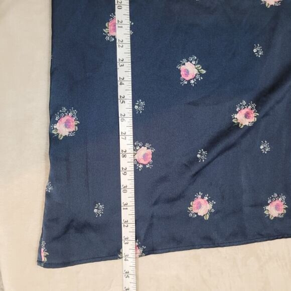 Abercrombie and Fitch Blue Floral Satin Lace V-Neck Slip Dress - Size Small - Picture 11 of 11